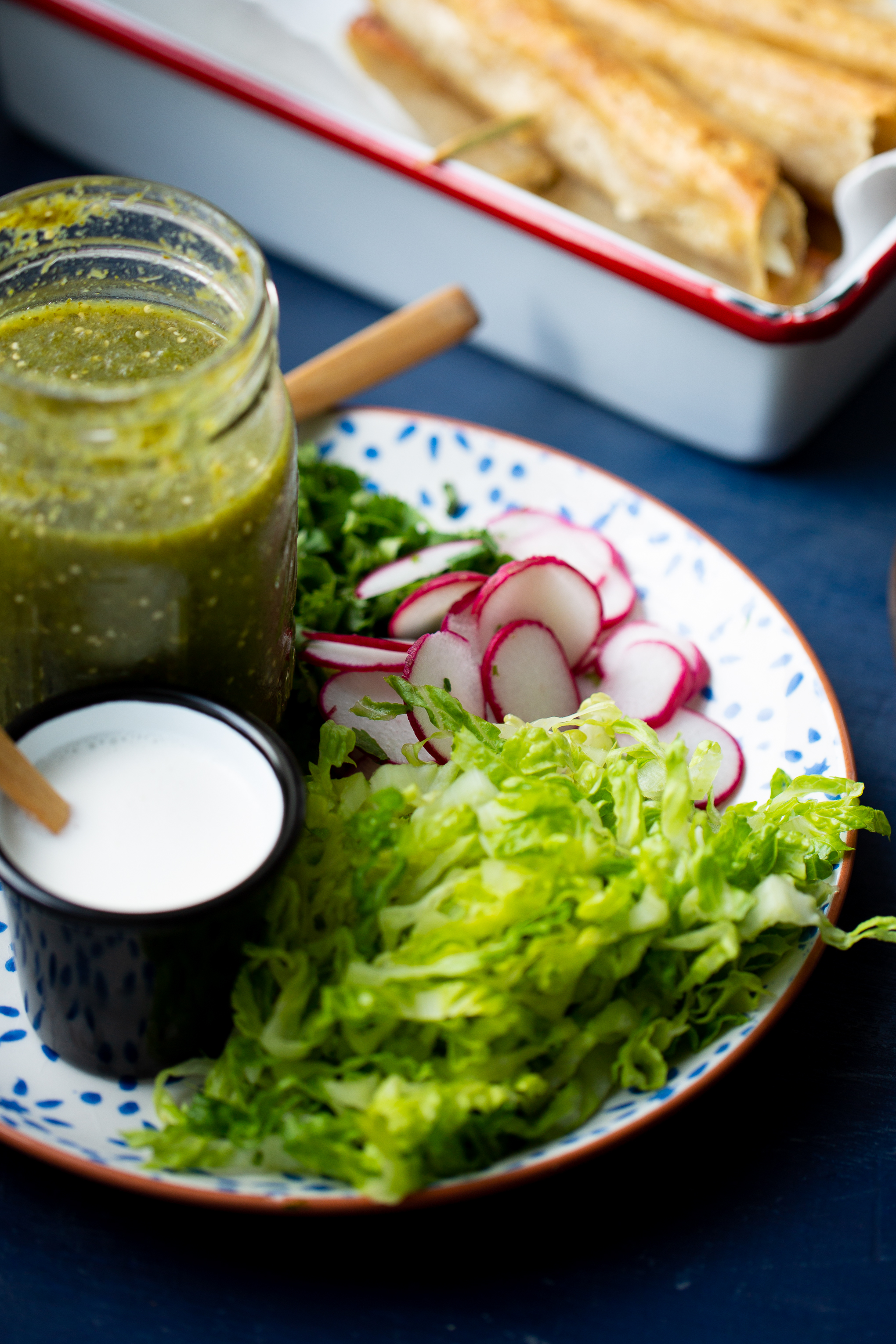 All the good toppings for the flautas