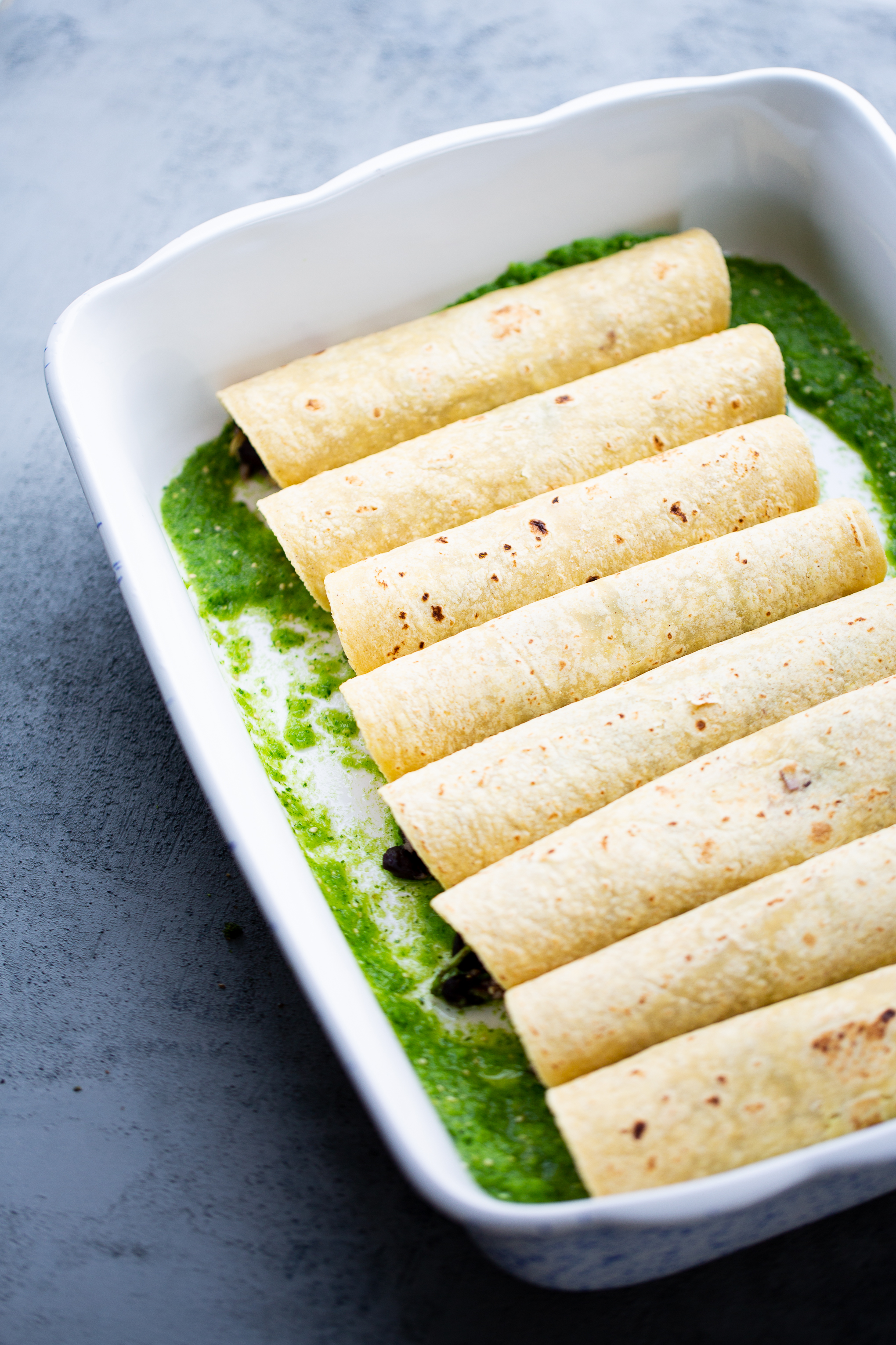 no oil vegan green enchiladas