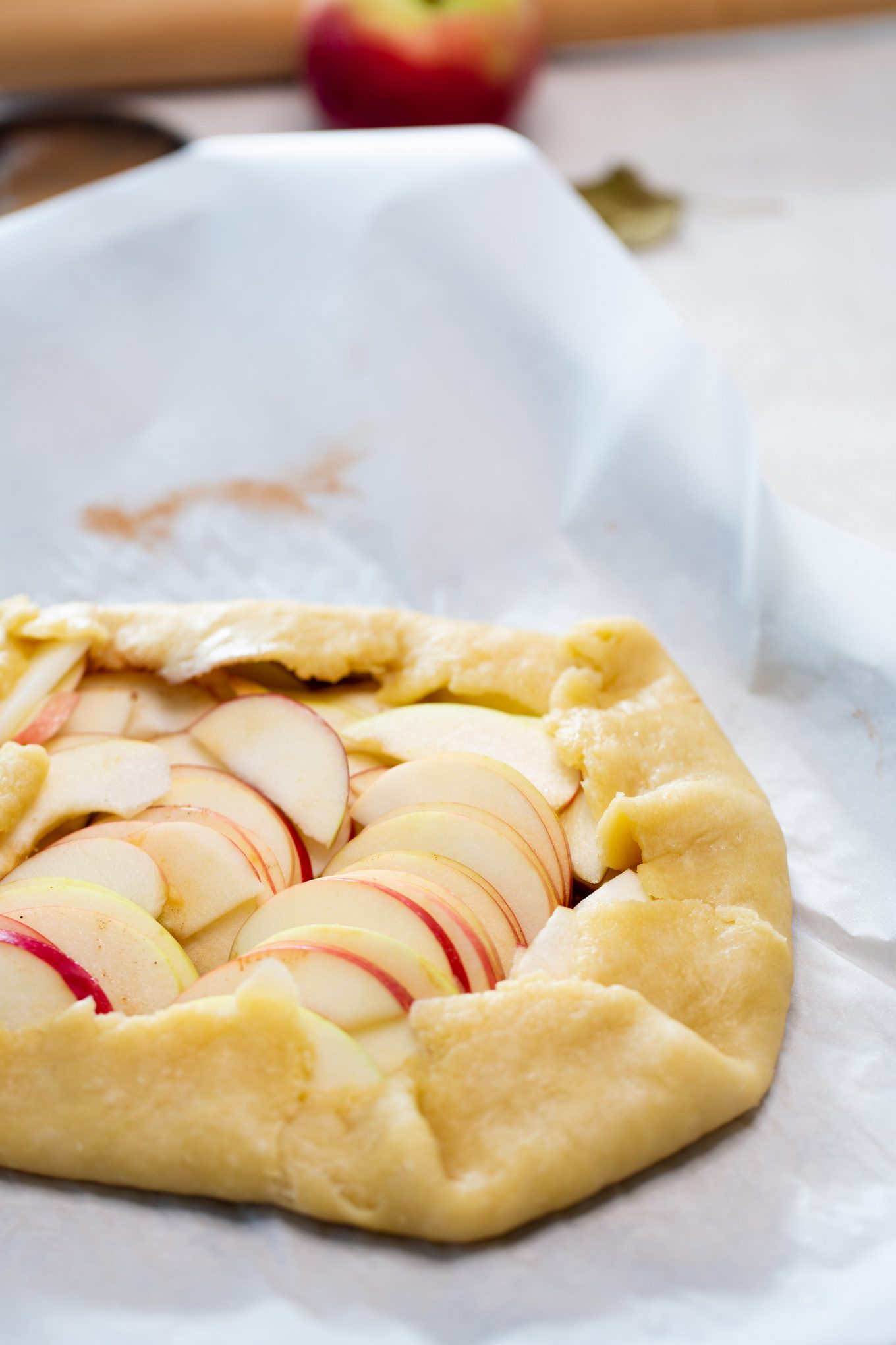 Apple galette before placing it in the oven.