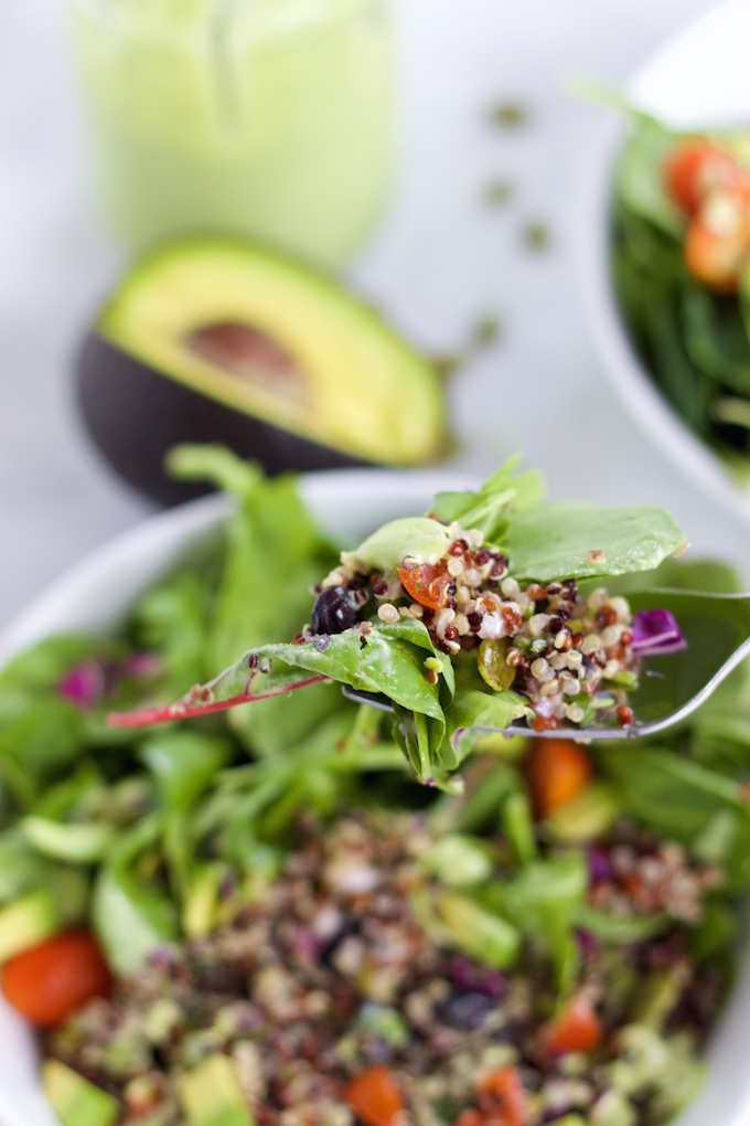 Salad with cilantro mint dressing