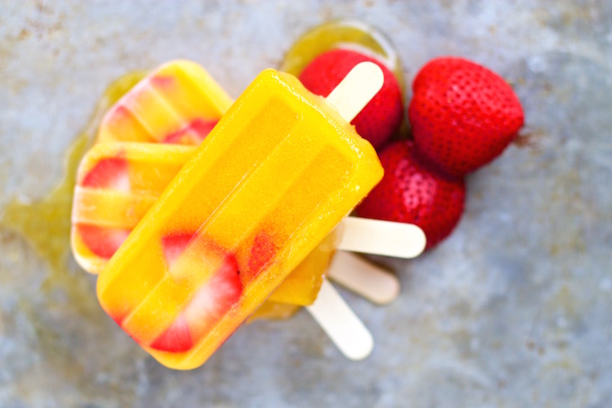 Uploaded ToMango and strawberry ice pops or paletas