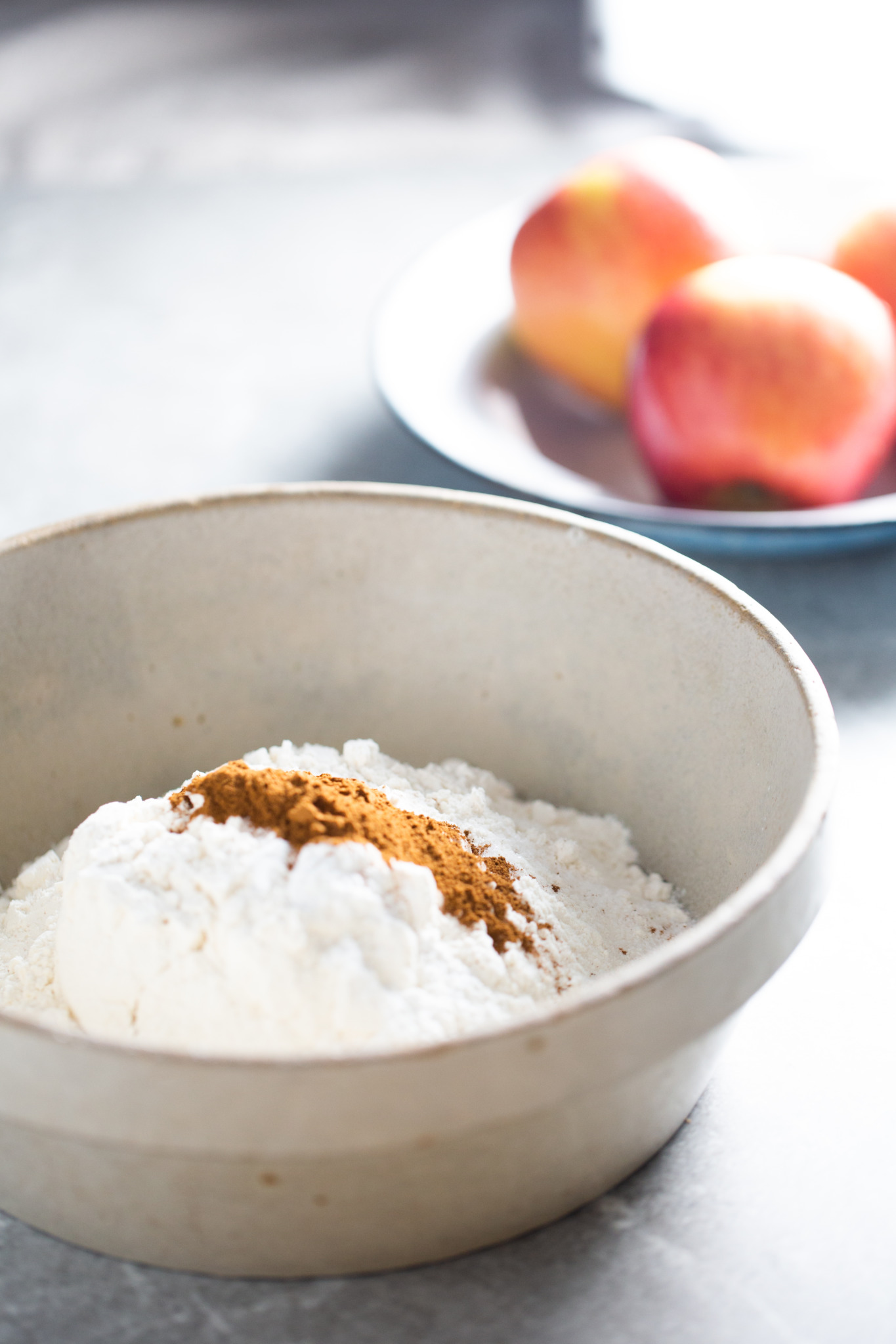 dry ingredients to make vegan apple donuts
