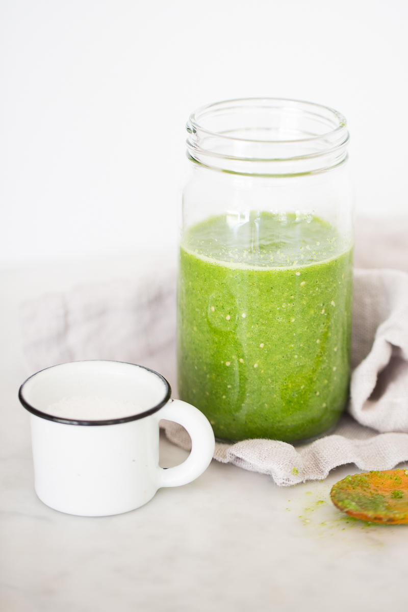 salsa verde with raw ingredients