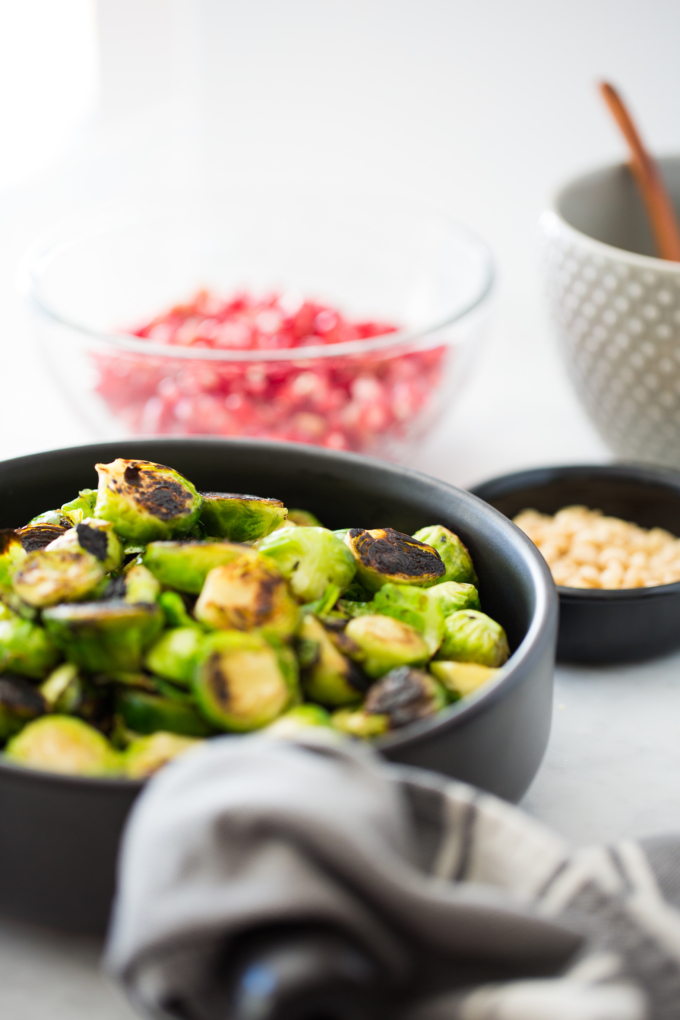 Roasted brussels sprouts in a bowl