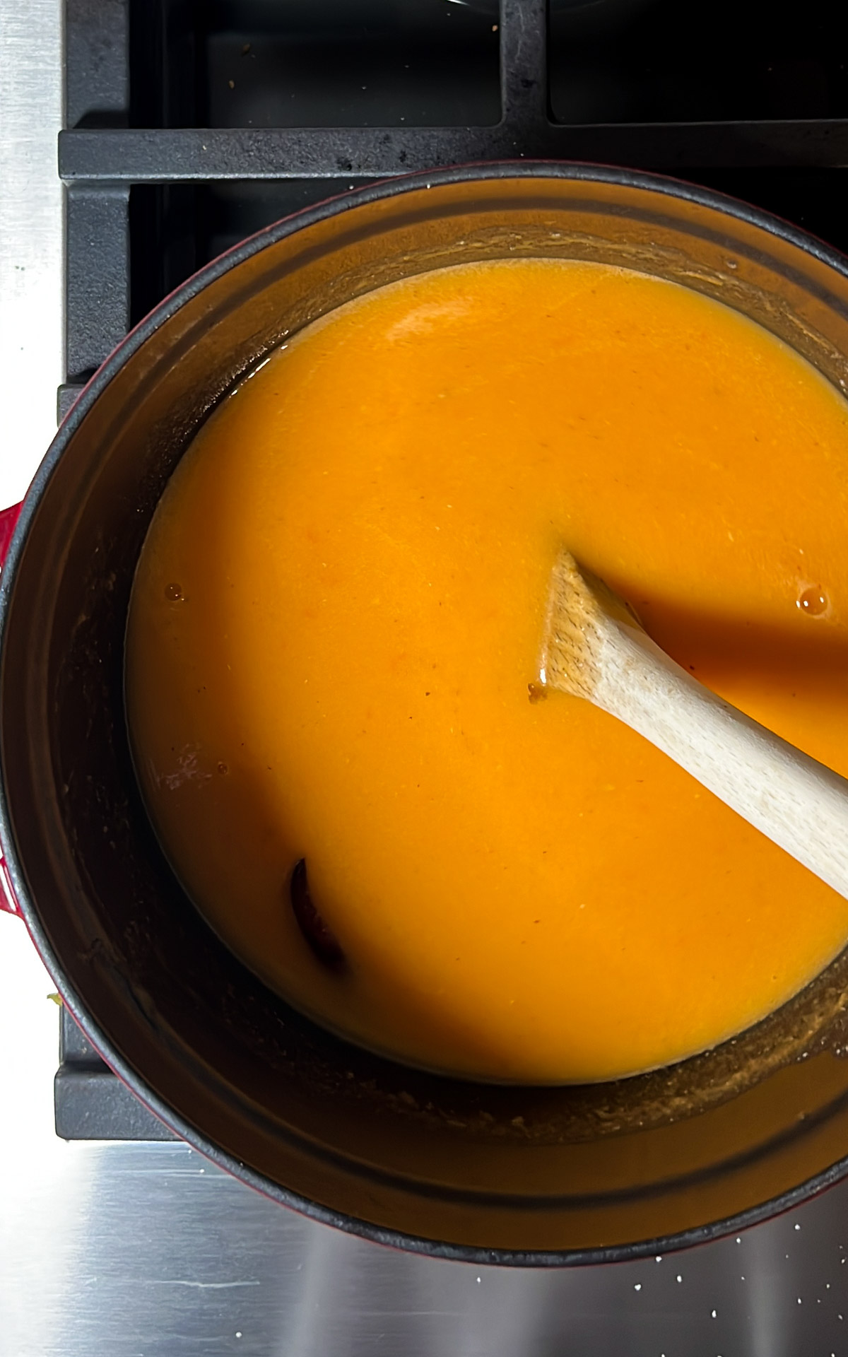 butternut squash soup in a pot