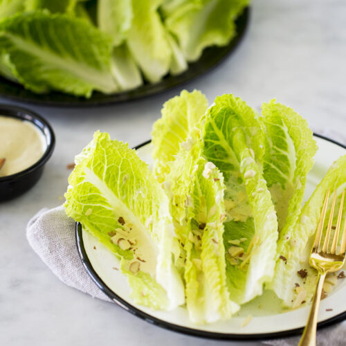 Healthy vegan Caesar salad made in five minutes.