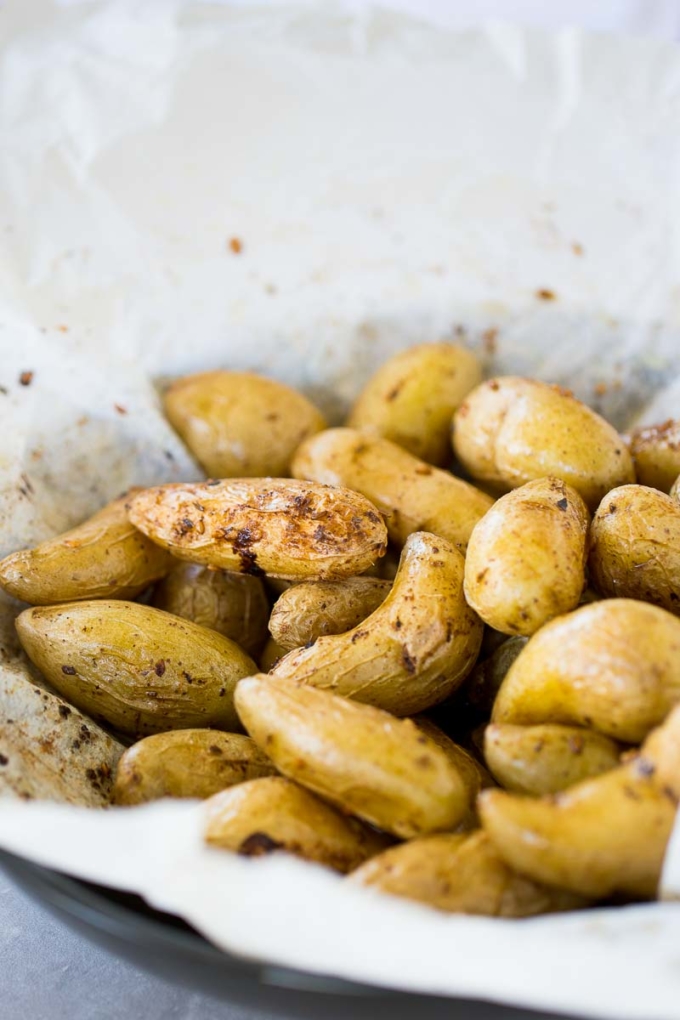 Roasted fingerlings with za