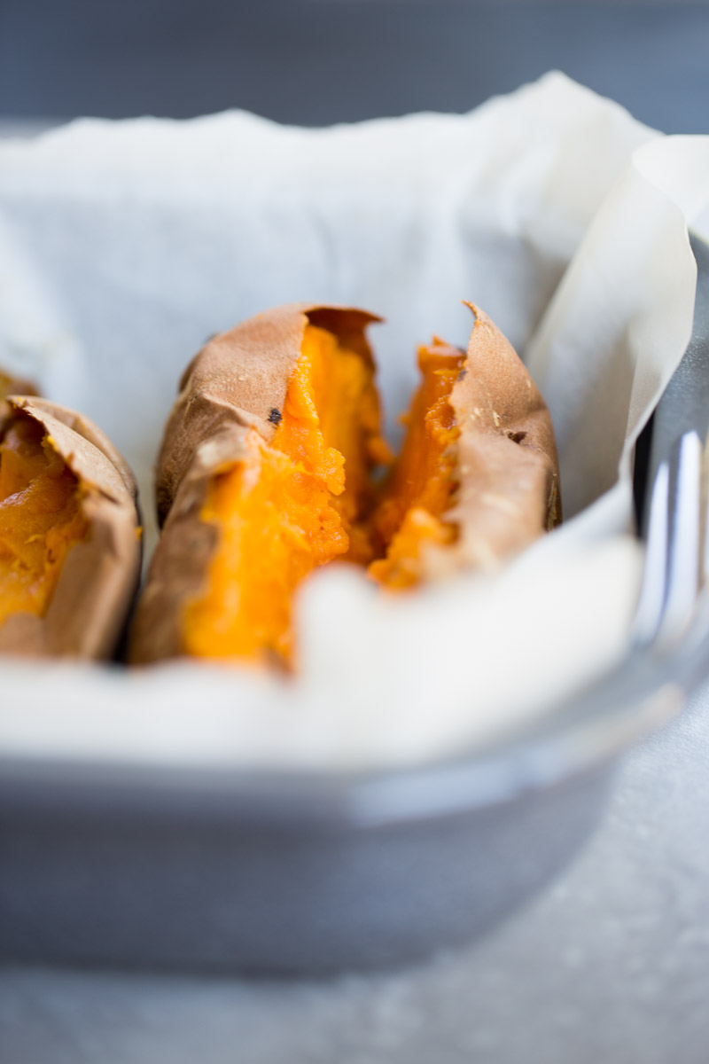 sweet potato on a baking dish
