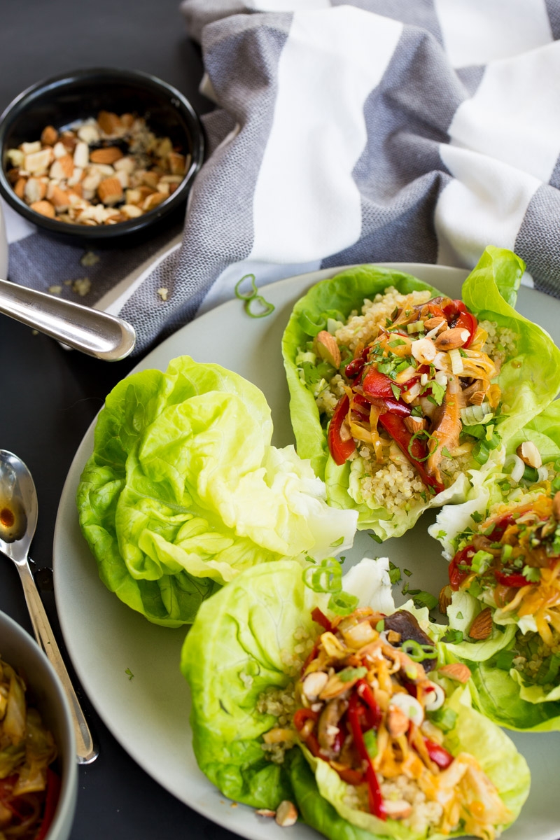 Asian inspired vegan quinoa wraps