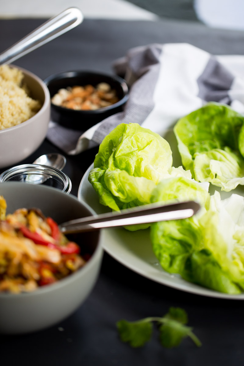 Ingredients to make vegan lettuce wraps