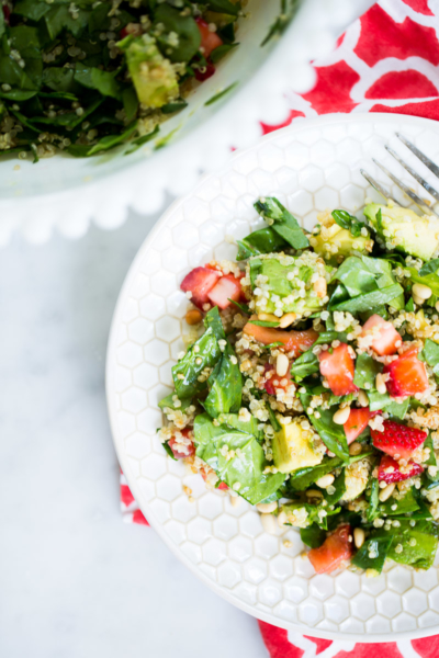 perfect Quinoa spinach strawberry salad with avocado