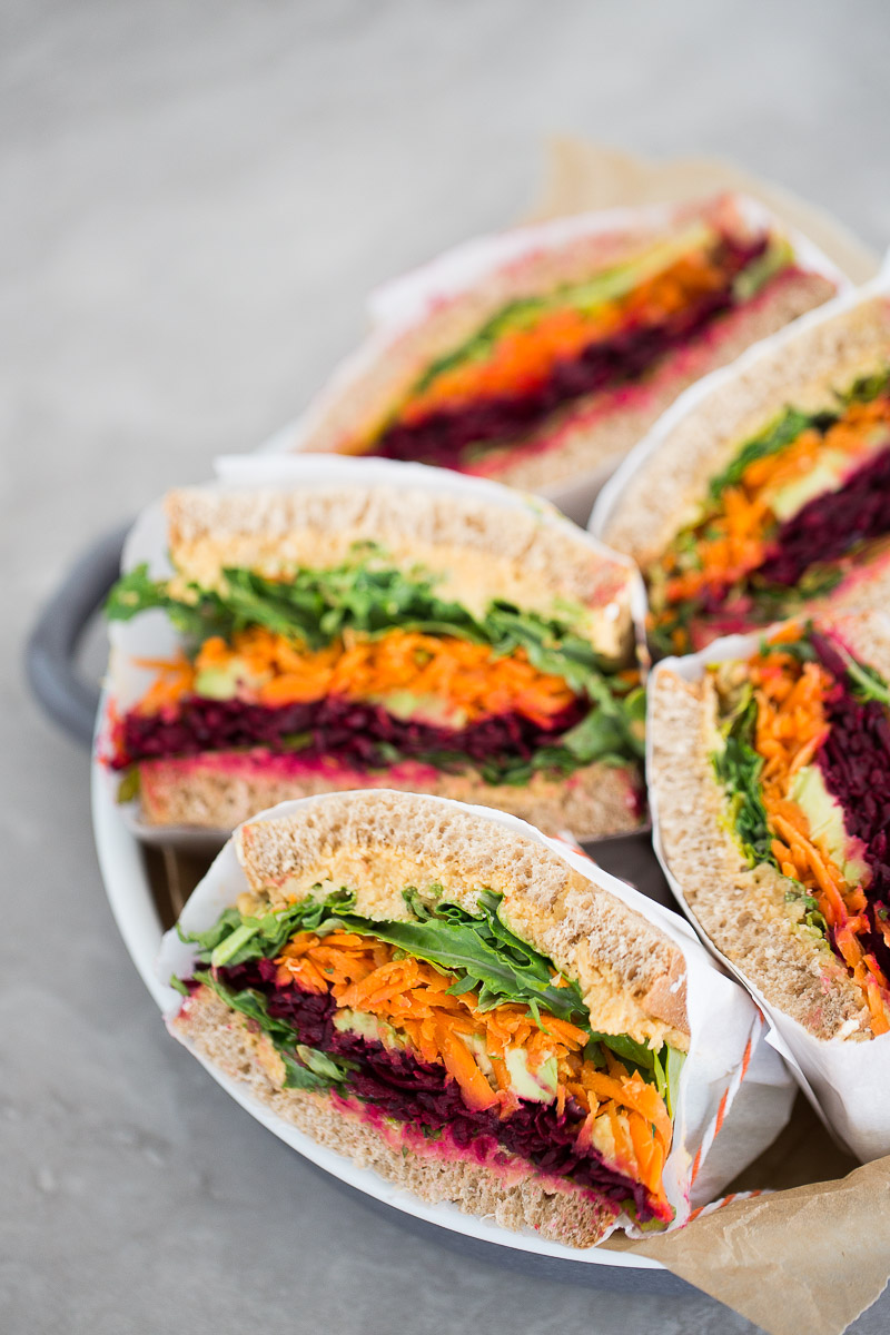 Vegetable sandwich with chipotle hummus