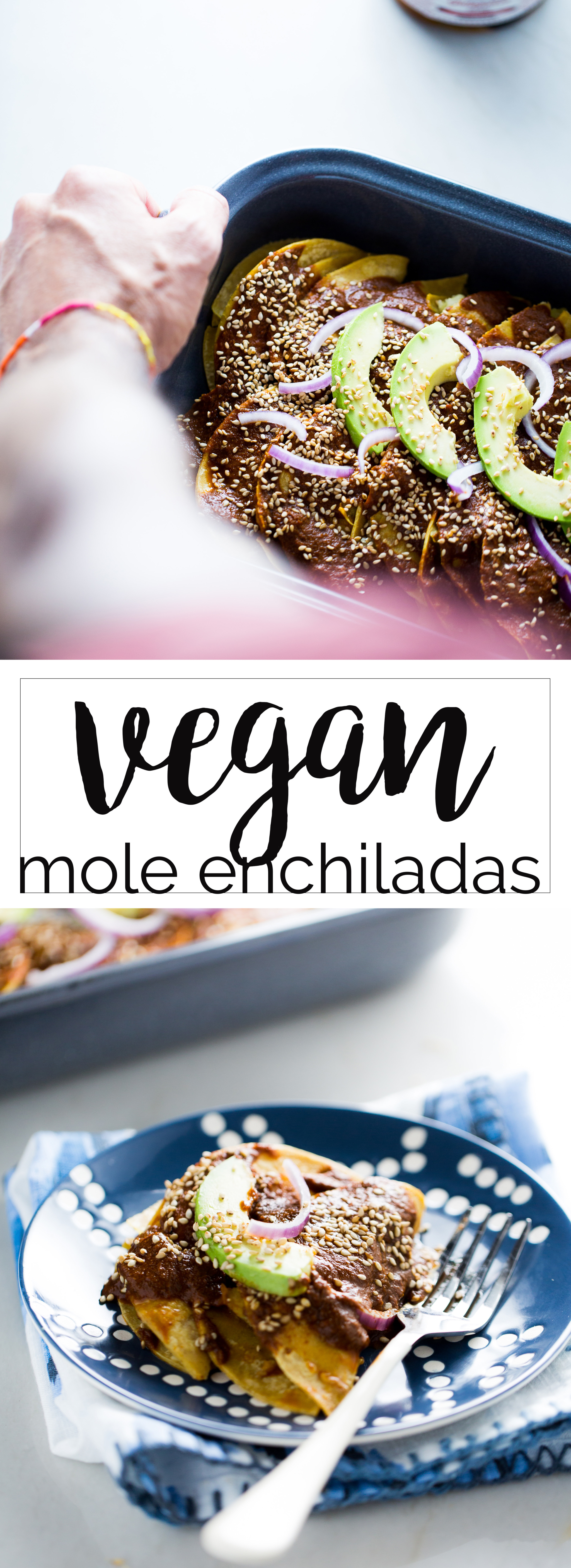 The best recipe you'll find for vegan mole enchiladas. Just imagine corn tortillas filled with plantain pure and covered with mole sauce... amazing.
#partner