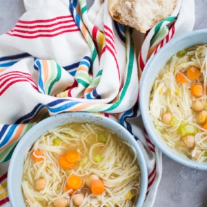 This recipe of chickpea vegan noodle soup is to die for.