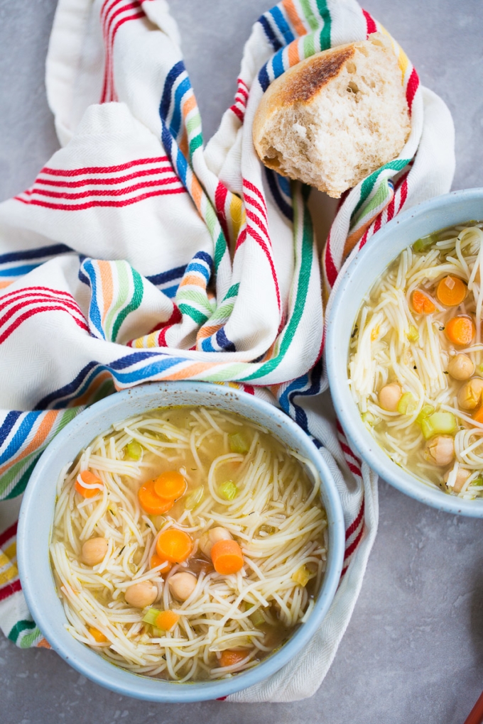 This recipe of chickpea vegan noodle soup is to die for.