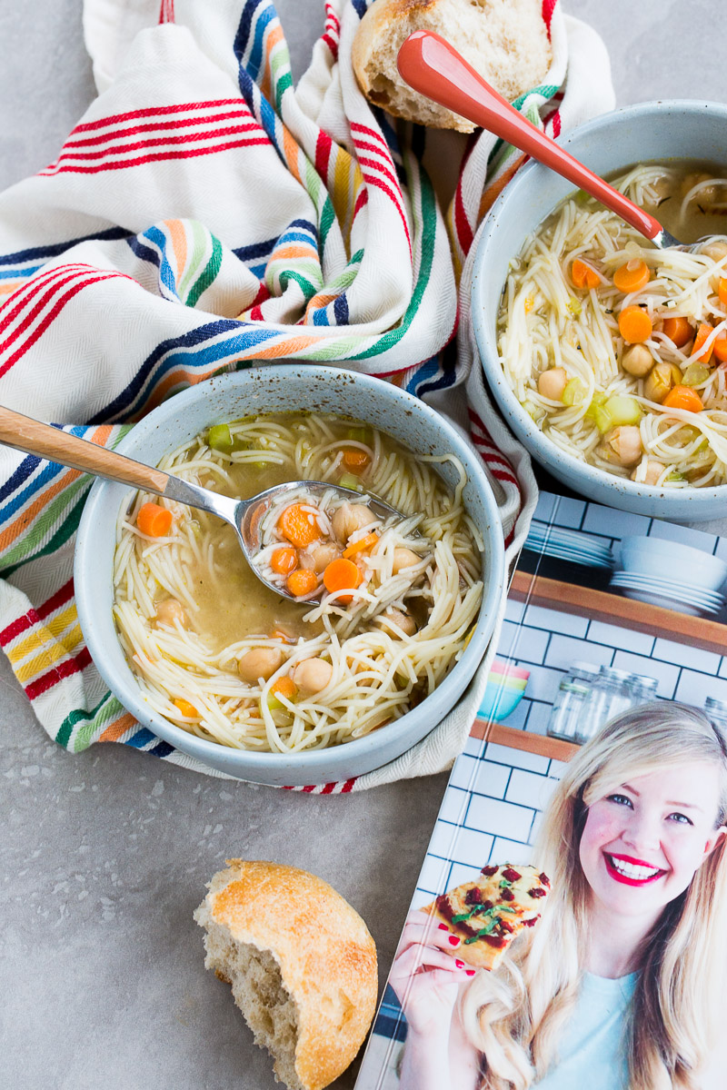 This easy recipe for chickpea vegan noodle soup is to die for. It is an easy #vegan recipe perfect for winter season.