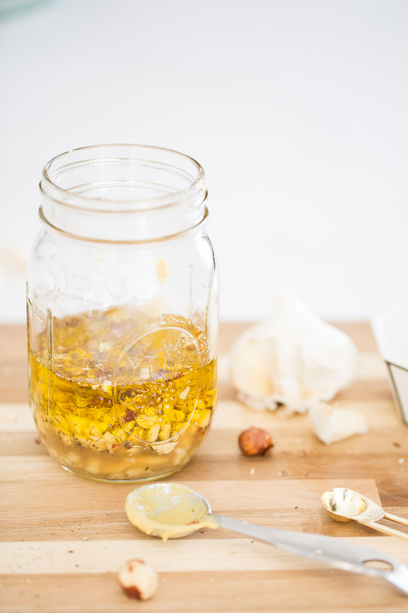 Simple vinaigrette with hazelnuts