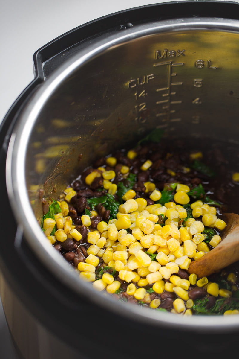 beans with kale and corn in the instant pot