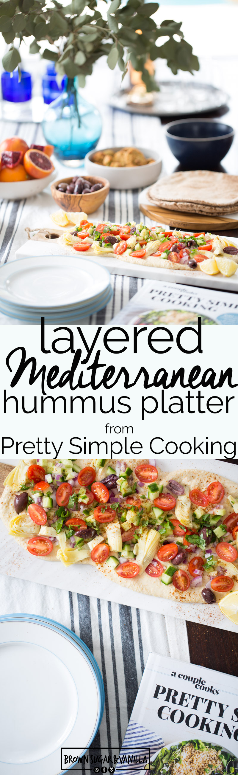 This recipe for Layered Mediterranean Hummus from Pretty Simple Cooking it is delicious and very easy to put together. It is a show stopper and crowd pleaser.
#vegan, #healthy, #healthycooking