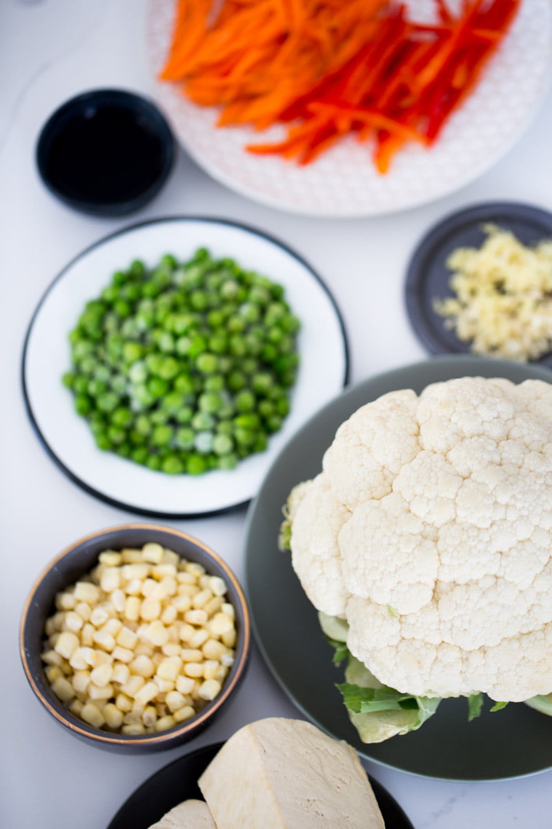 ingredients for cauliflower fried rice