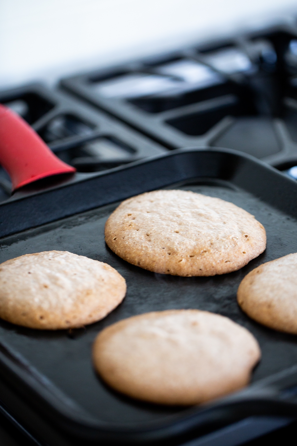 Pancakes cooking on the stove