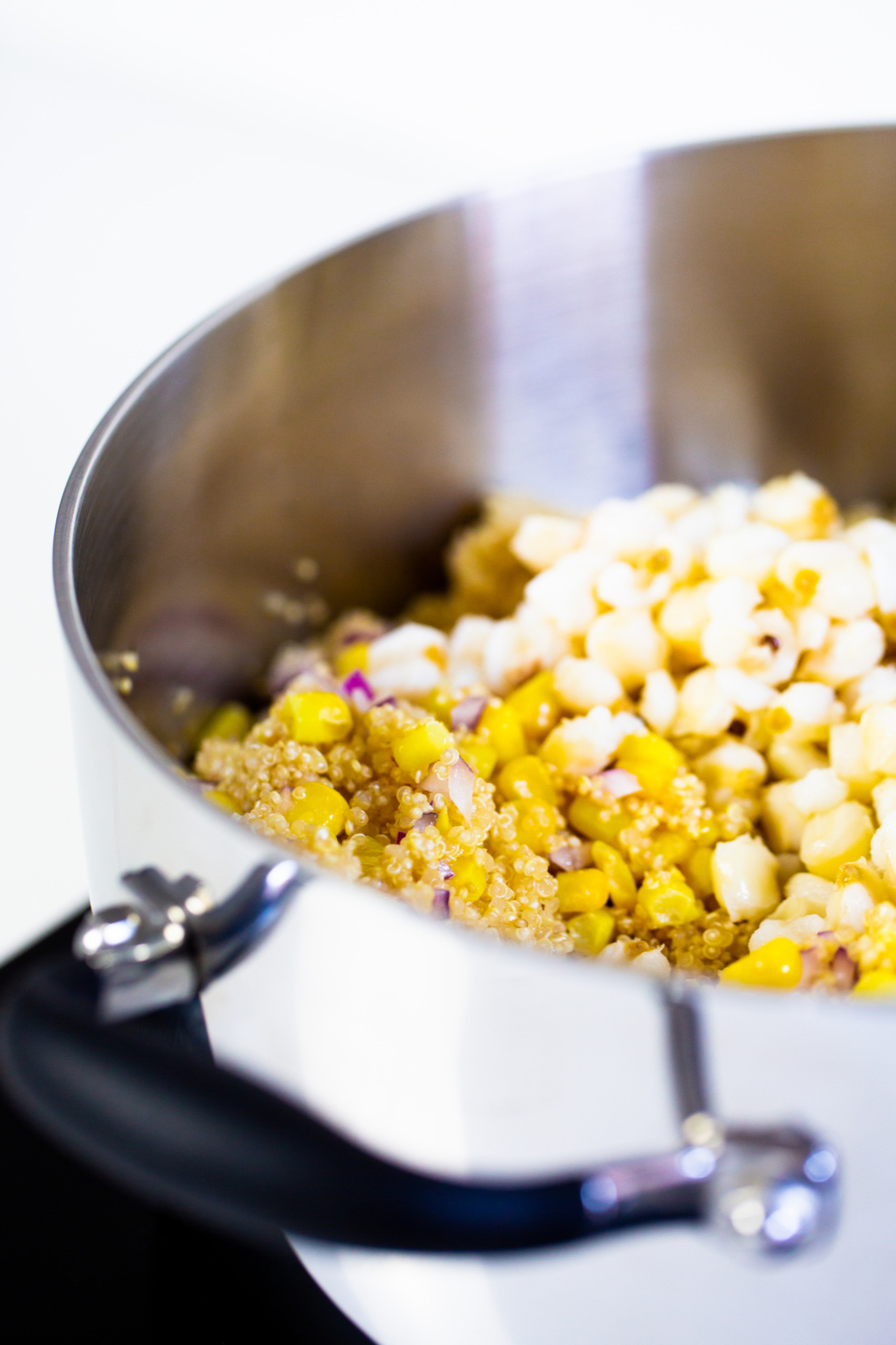 quinoa and corn in a pot