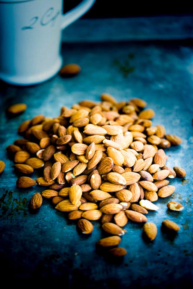 almonds on a tray