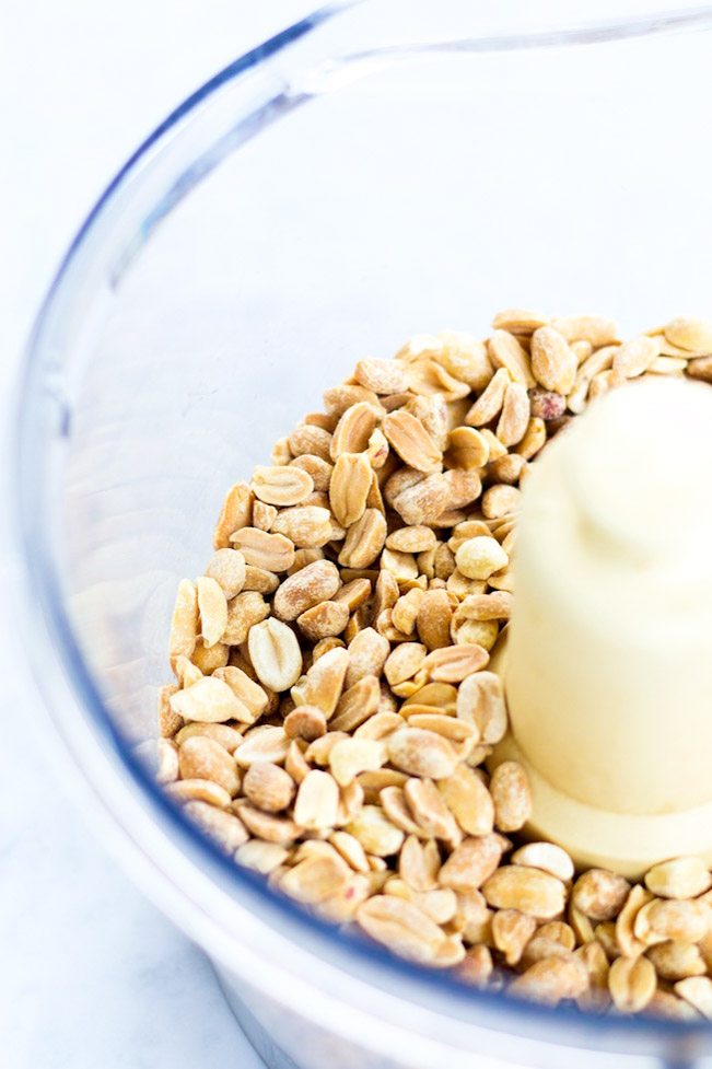 peanuts in a food processor bowl