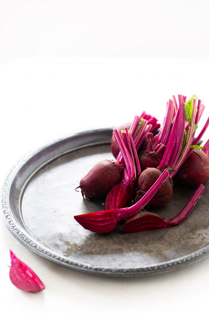raw Beets on a platter.
