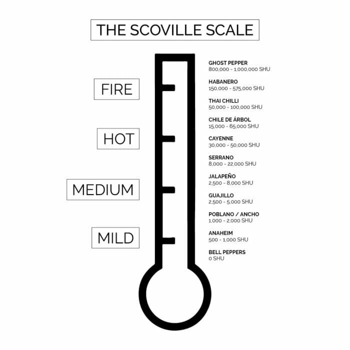 The scoville scale to see how spicy are guajillo peppers
