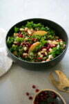 Vegan farro salad with kale and navy beans