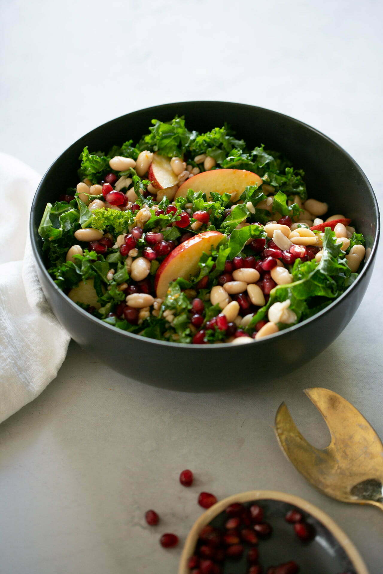 Vegan farro salad with kale and navy beans BrownSugar&Vanilla